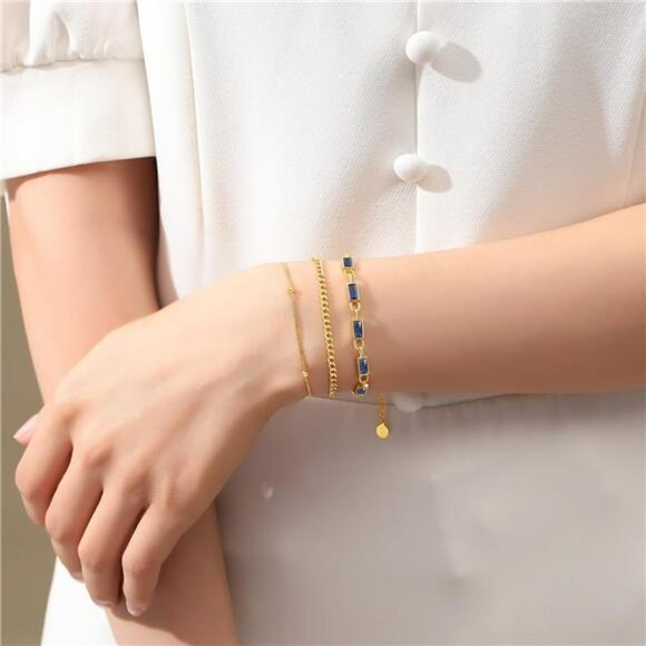 Gold Birthstone Bracelet Set for Women 18K Gold Plated Layered Stackable Jewelry - Picture 2 of 7